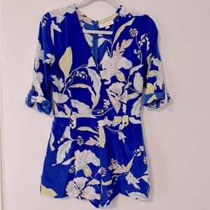 RARE Yumi Kim Eastern Garden Royal Blue Silk Romper S